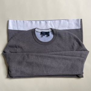 Theory: L, Taupe, Marino Wool Crewneck Sweater